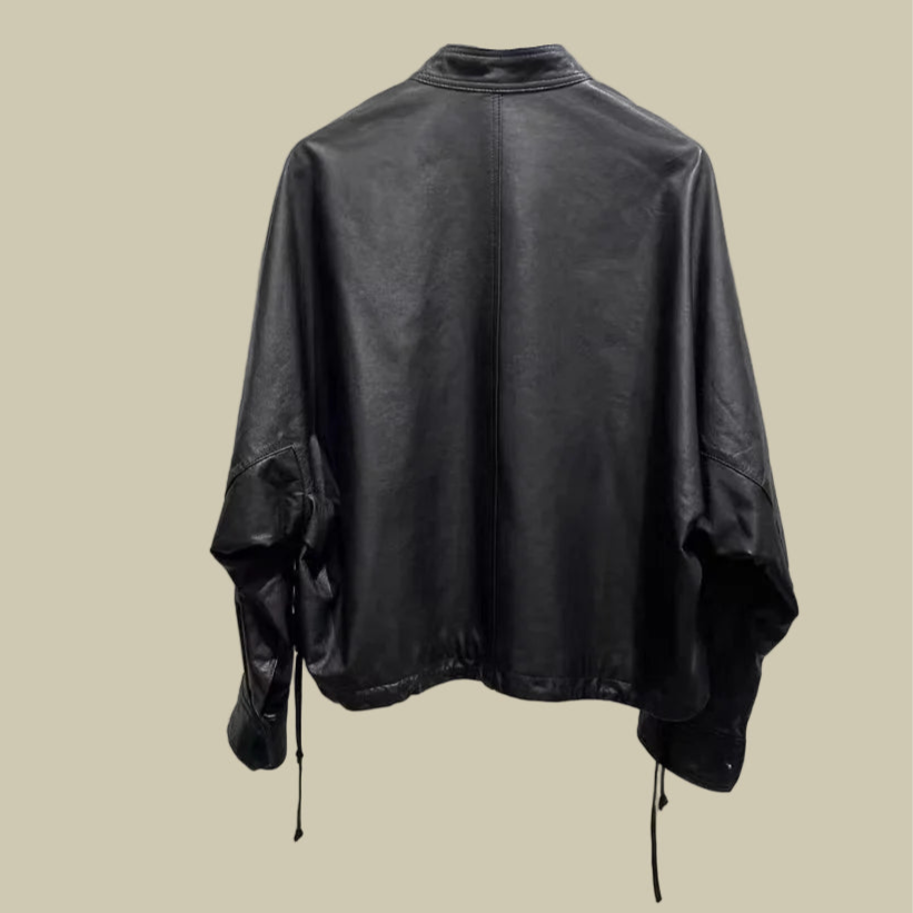 Collective Oversized - Women's Leather Bomber Black Timeless