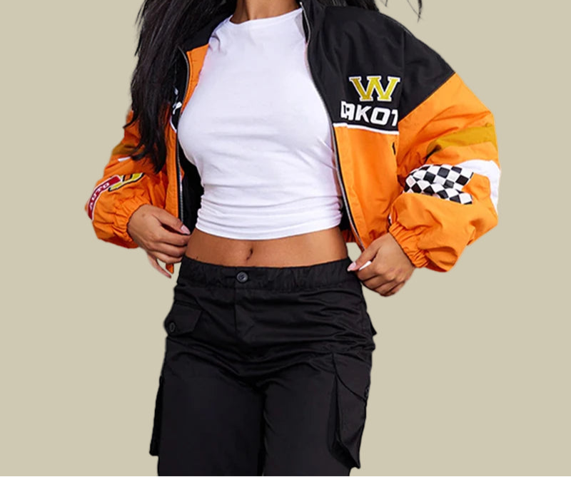 Collective Oversized - Womens RacingJacketCropped Orange Poly