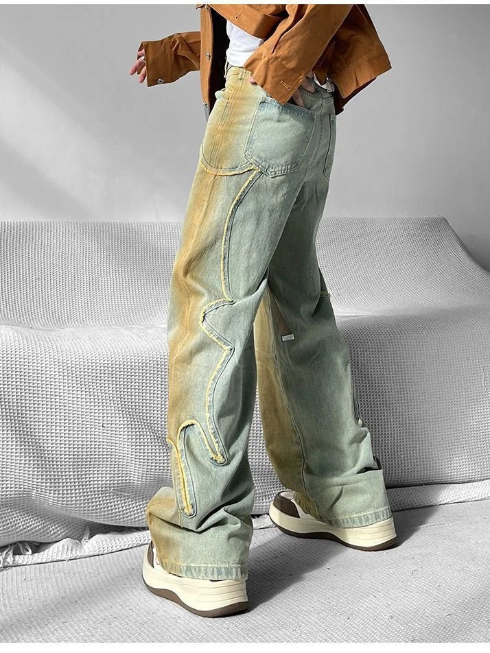 Collective Oversized - Men's Distressed Baggy Denim Indigo