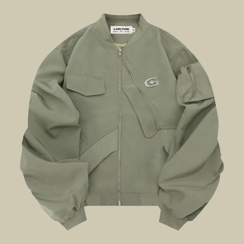 Collective Oversized - Men's Tac Bomber Jacket Black Nylon