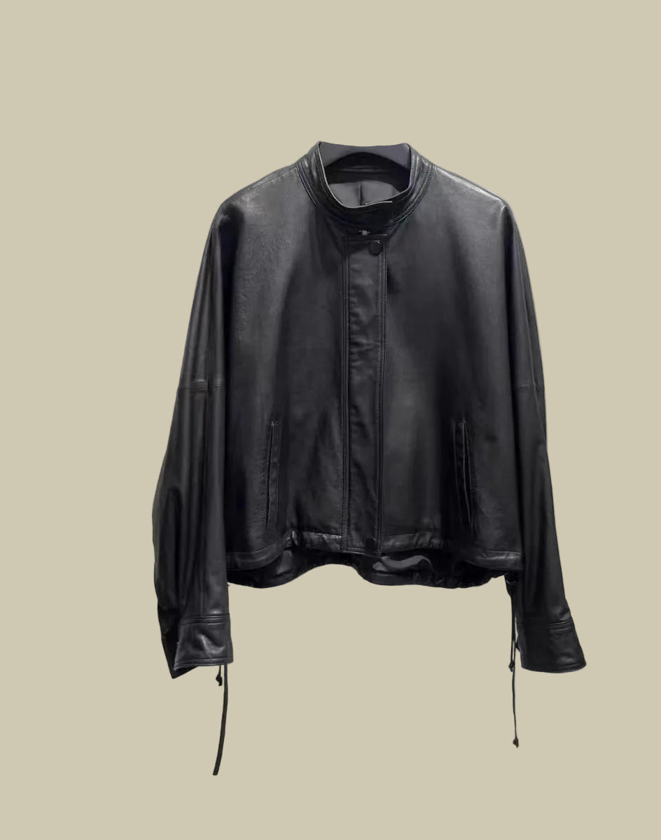 Collective Oversized - Women's Leather Bomber Black Timeless