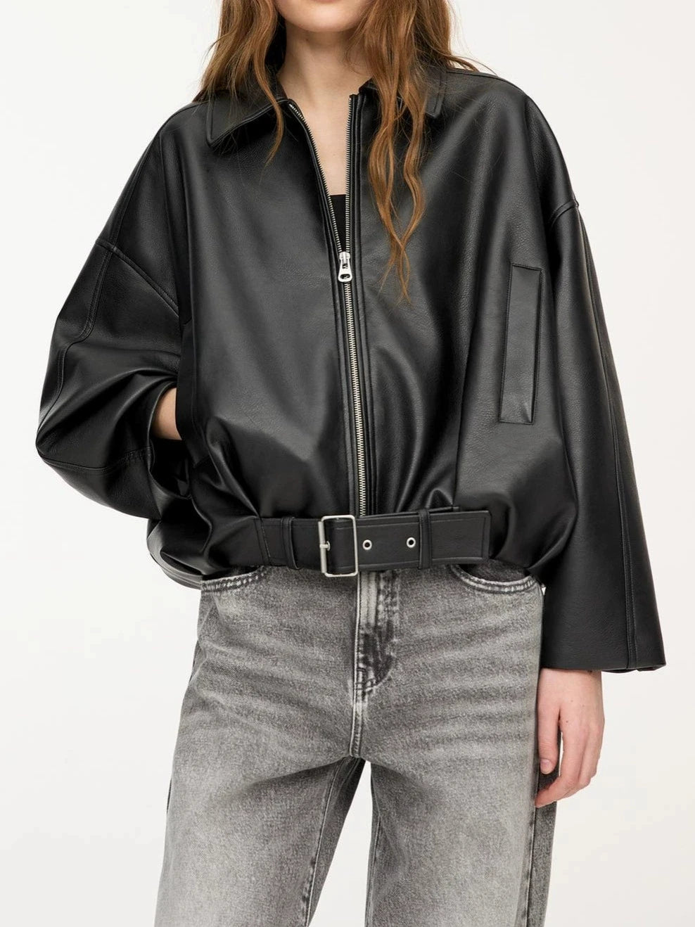 Collective Oversized - Men's Faux Leather Jacket Black Fit