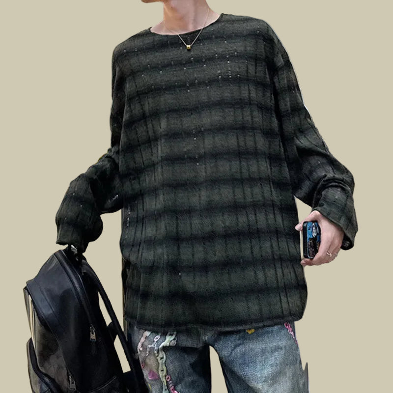 Collective Oversized - Men's Black Cotton Long Sleeve Top
