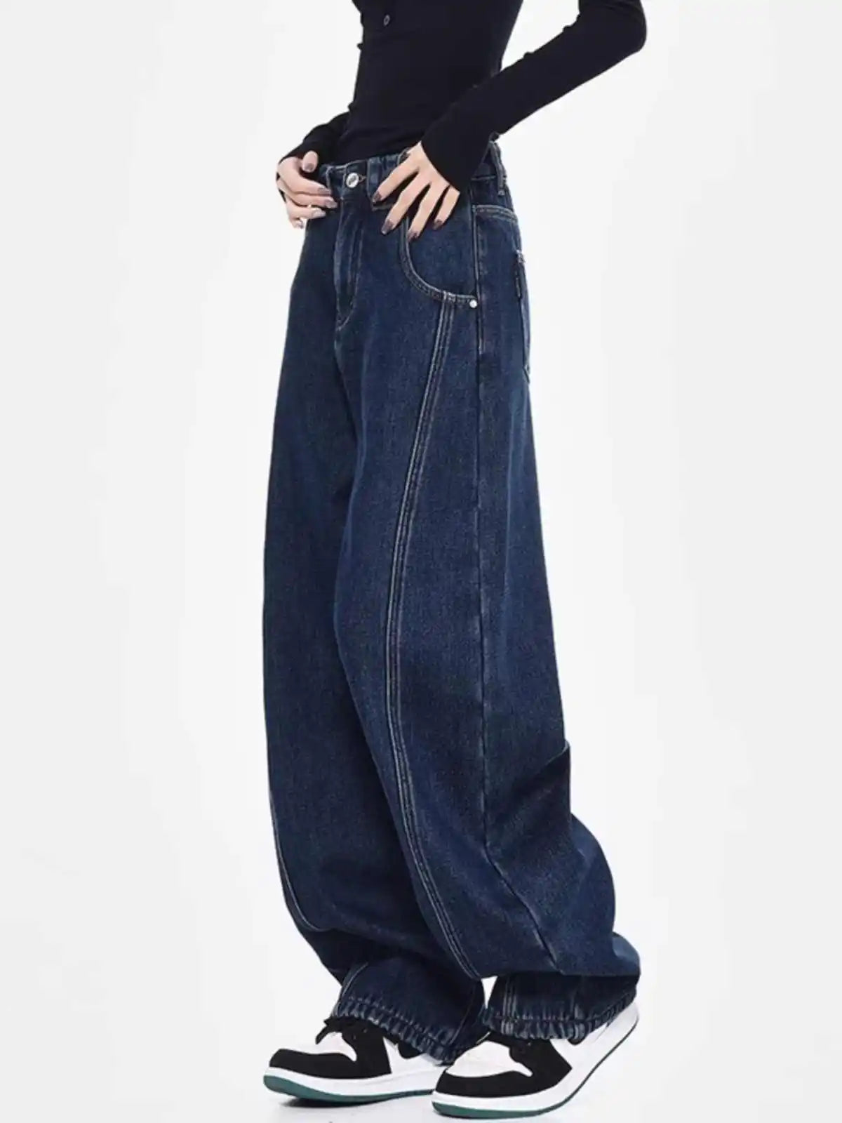 Collective Oversized - Women's Baggy Jeans Denim Indigo