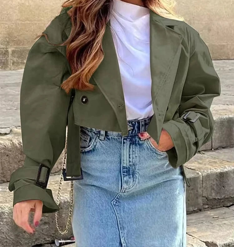Collective Oversized - Women's Belted Trench Black Cotton