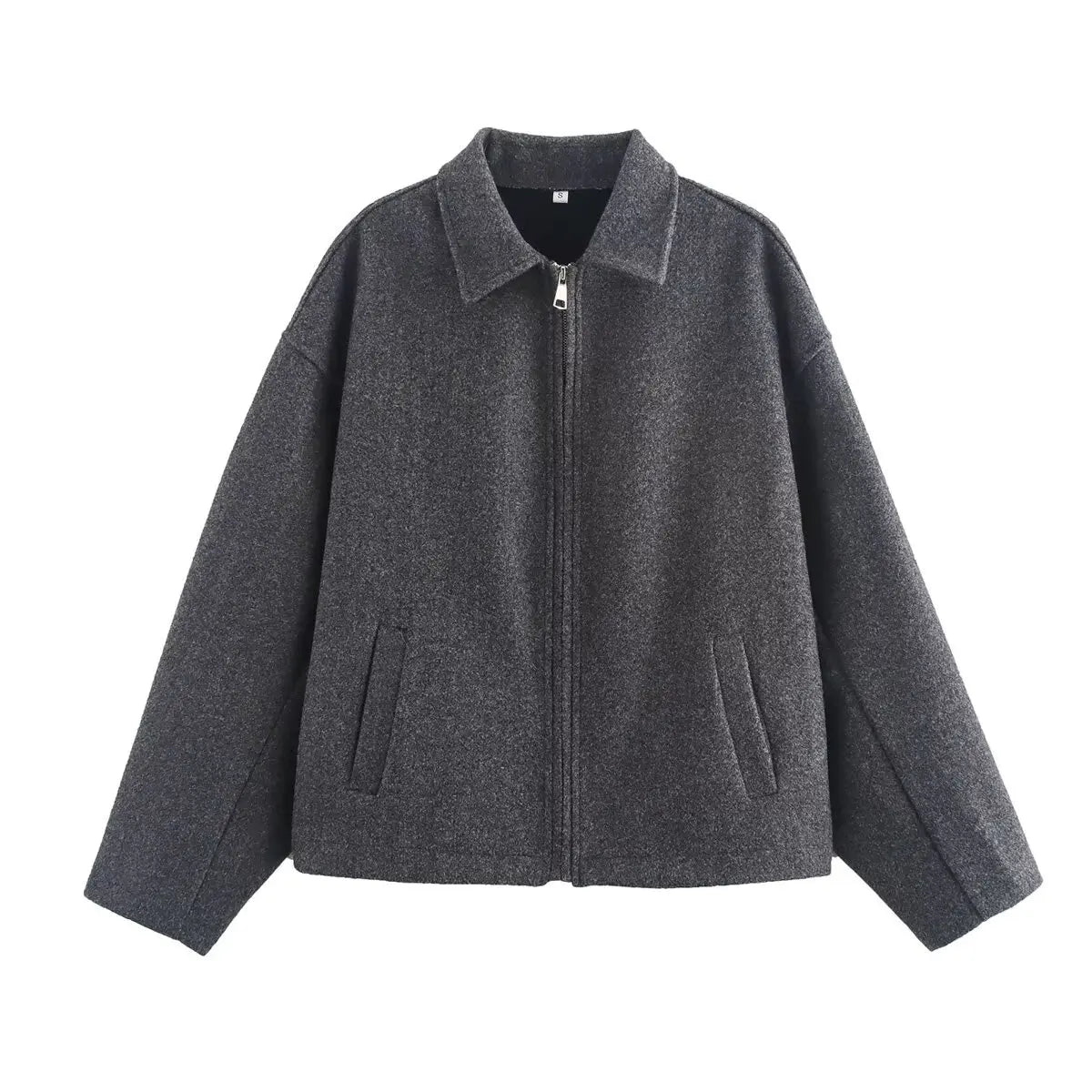 Collective Oversized - Women's Wool Zip Jacket Brown Women
