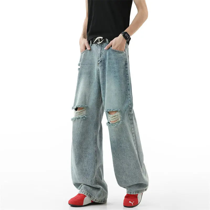 Collective Oversized - Men's Indigo Ripped Denim Jeans