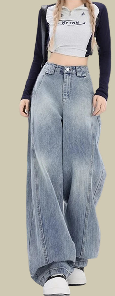 Collective Oversized - Women's Baggy Jeans Denim Indigo