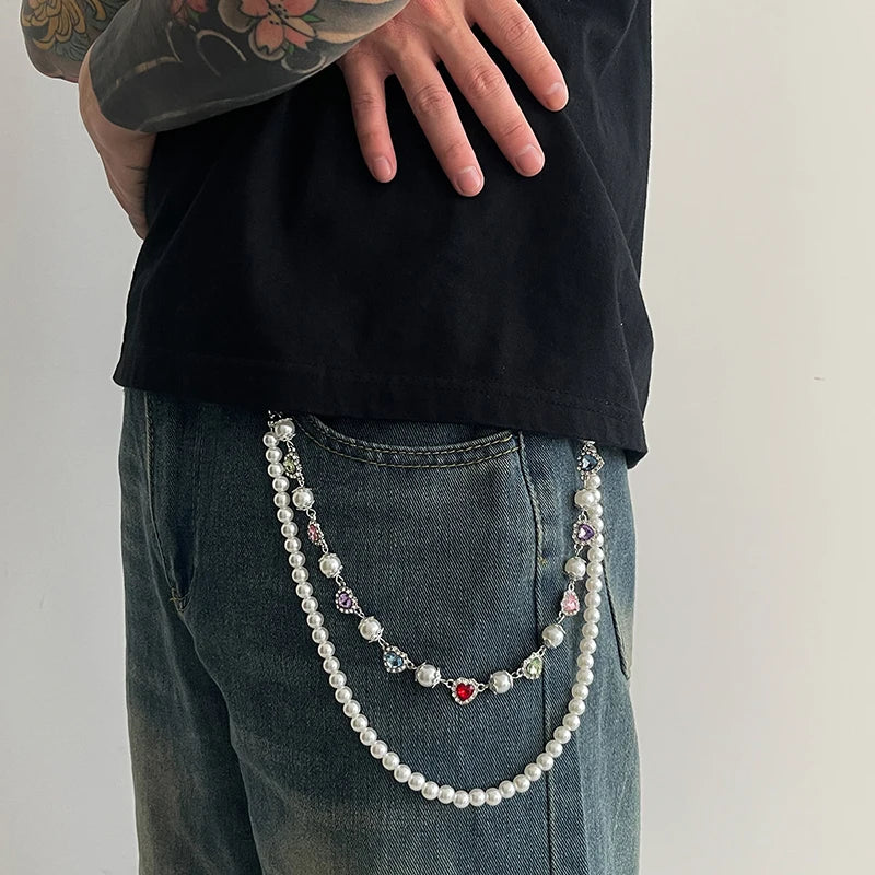 Collective Oversized - Unisex Pants Chain Pearl Bloom