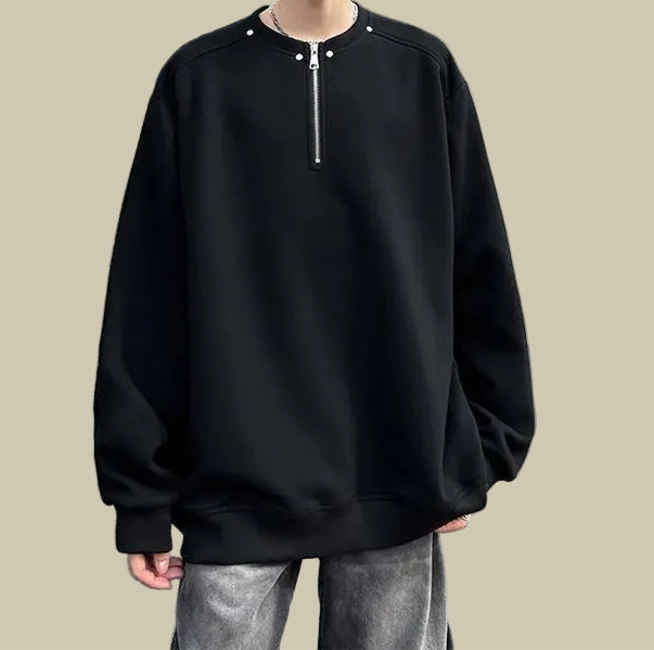 Collective Oversized - Men's Zip Sweatshirt Black Cotton