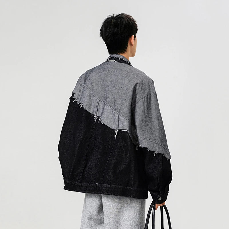 Collective Oversized - Men's Indigo Denim Jacket Distressed