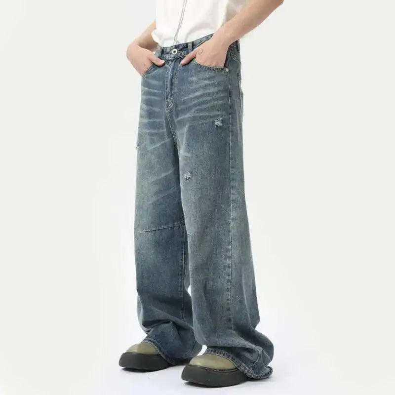 Collective Oversized - Men's Denim Pants Blue Cotton Casual