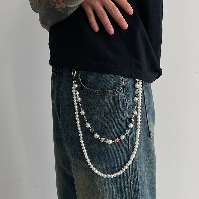 Collective Oversized - Unisex Pants Chain Pearl Bloom