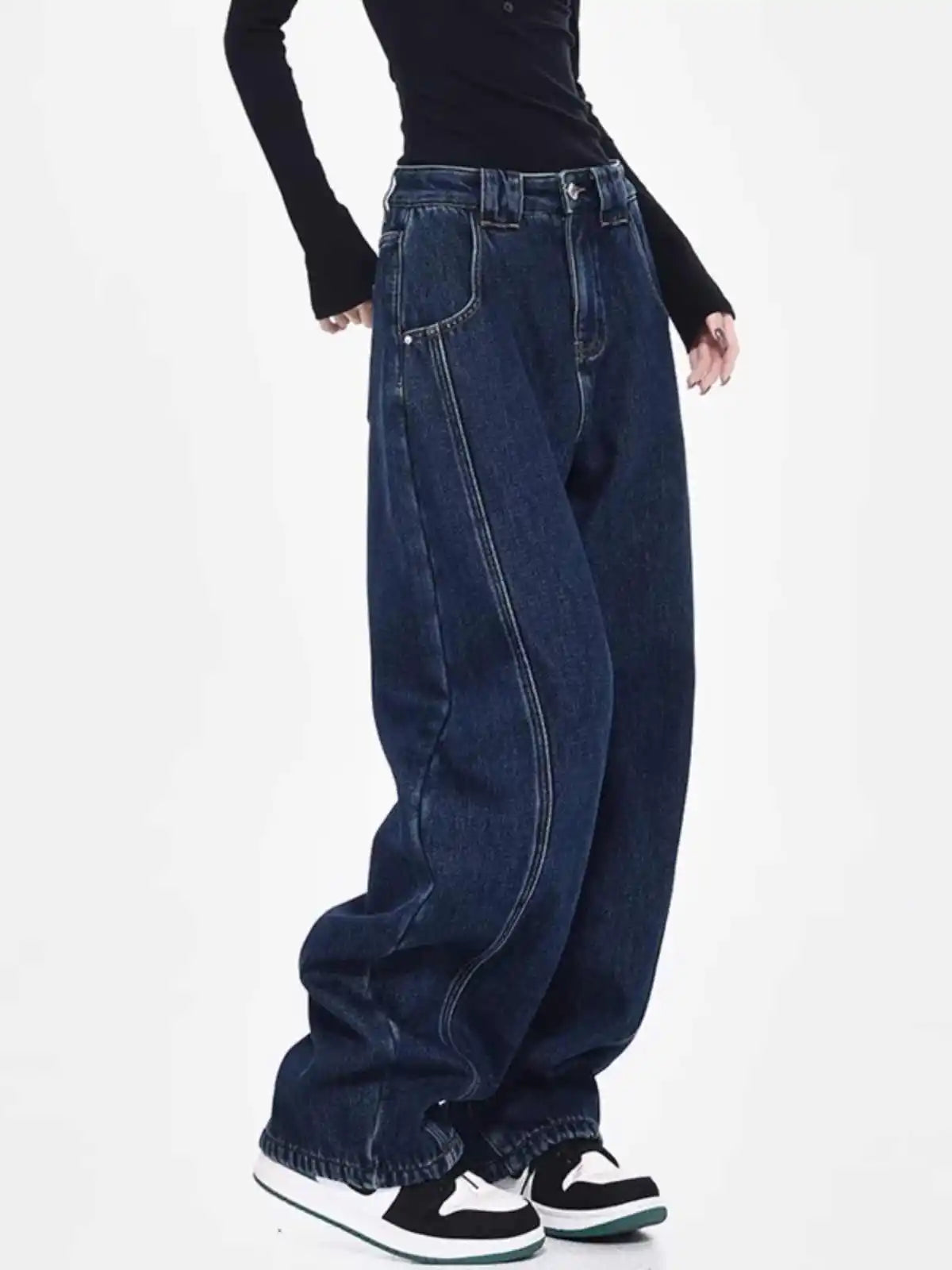 Collective Oversized - Women's Baggy Jeans Denim Indigo