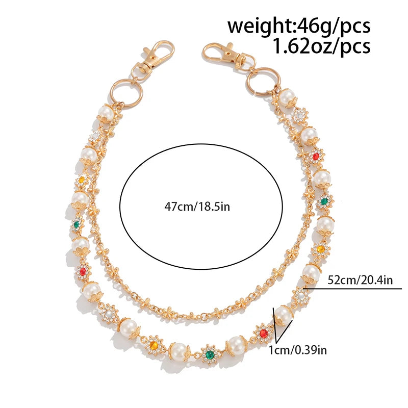 Collective Oversized - Unisex Pants Chain Pearl Bloom