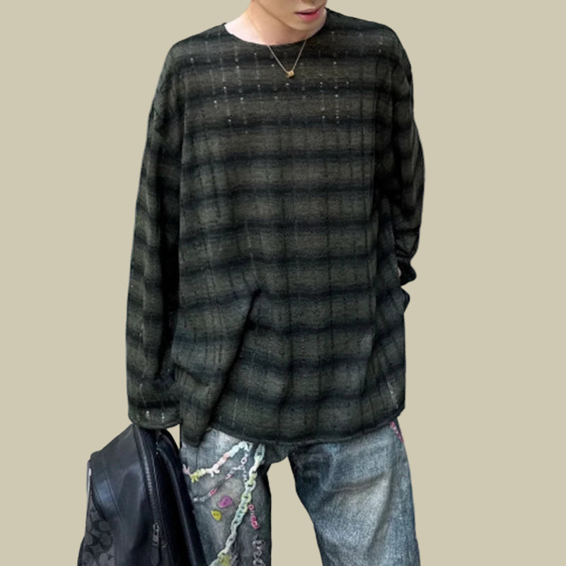 Collective Oversized - Men's Black Cotton Long Sleeve Top