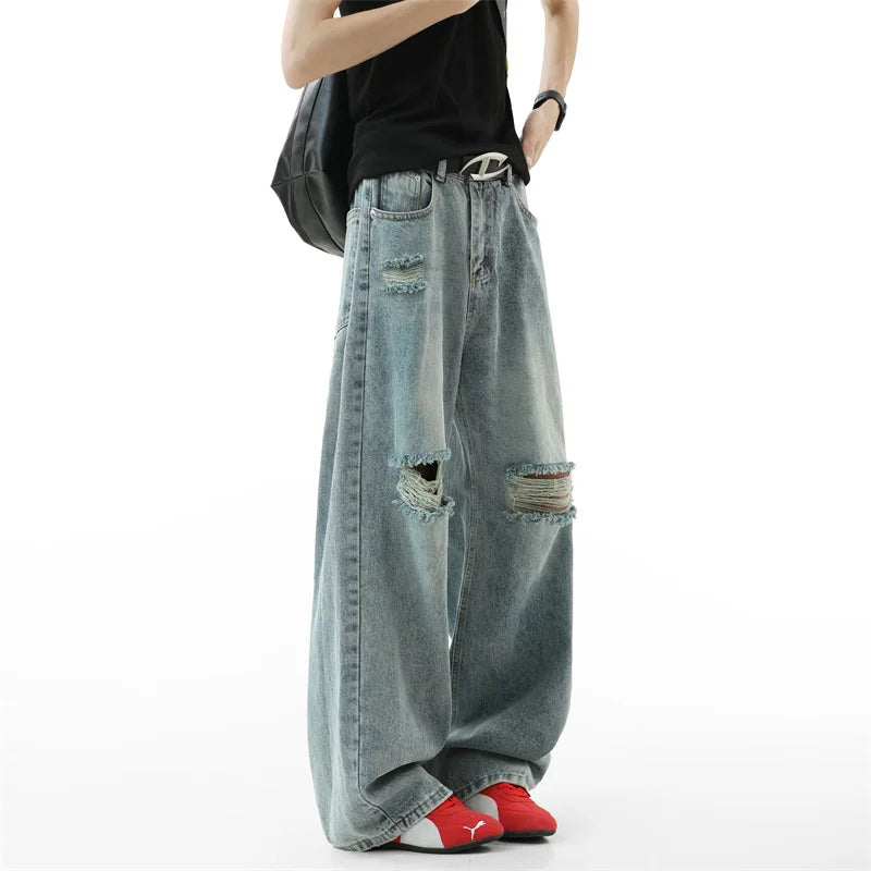 Collective Oversized - Men's Indigo Ripped Denim Jeans
