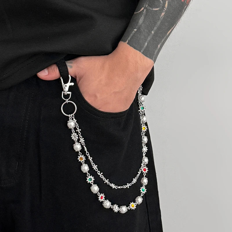 Collective Oversized - Unisex Pants Chain Pearl Bloom