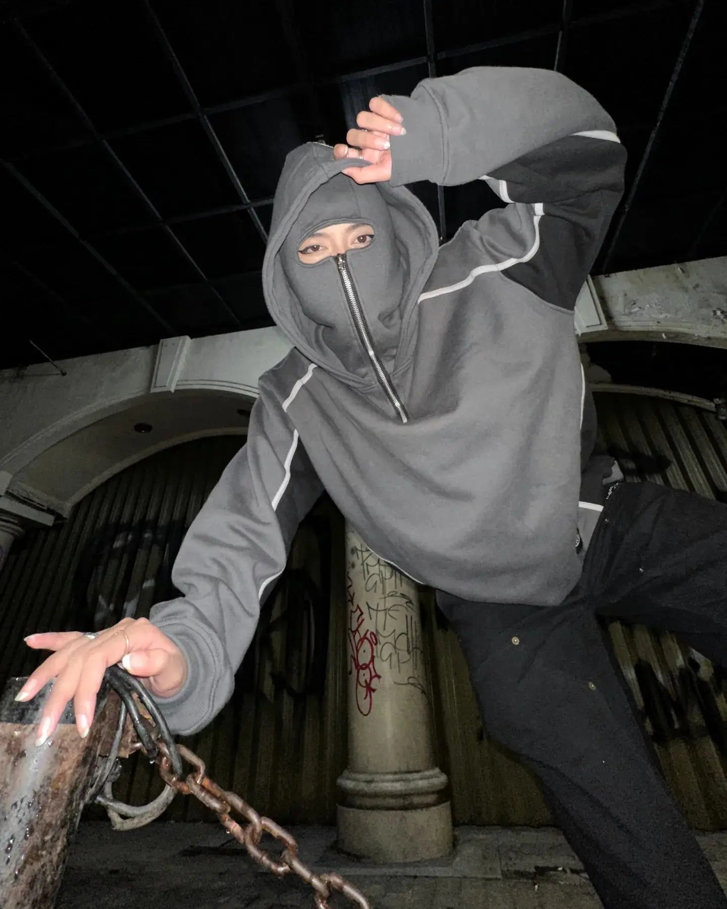 Collective Oversized - Mens No Face Hoodie Cotton Black
