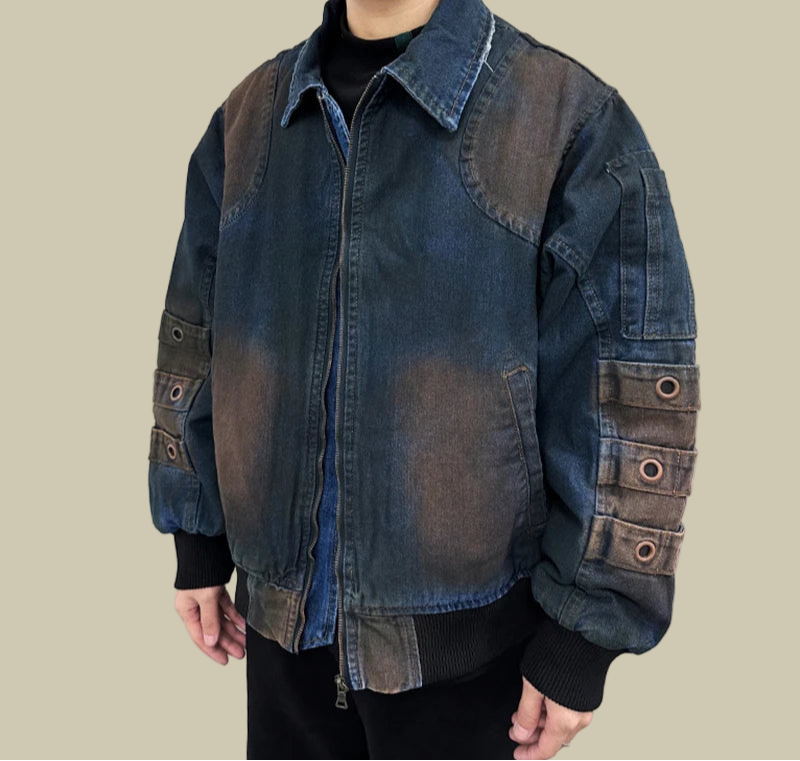 Collective Oversized - Men's Denim Padded Jacket Indigo