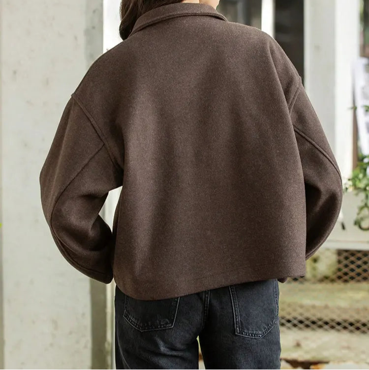 Collective Oversized - Women's Wool Zip Jacket Brown Women