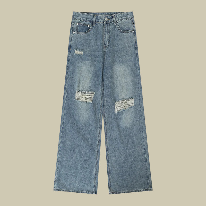 Collective Oversized - Men's Indigo Ripped Denim Jeans