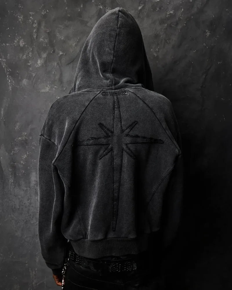 Collective Oversized - Men's Dark Cotton Zip Hoodie