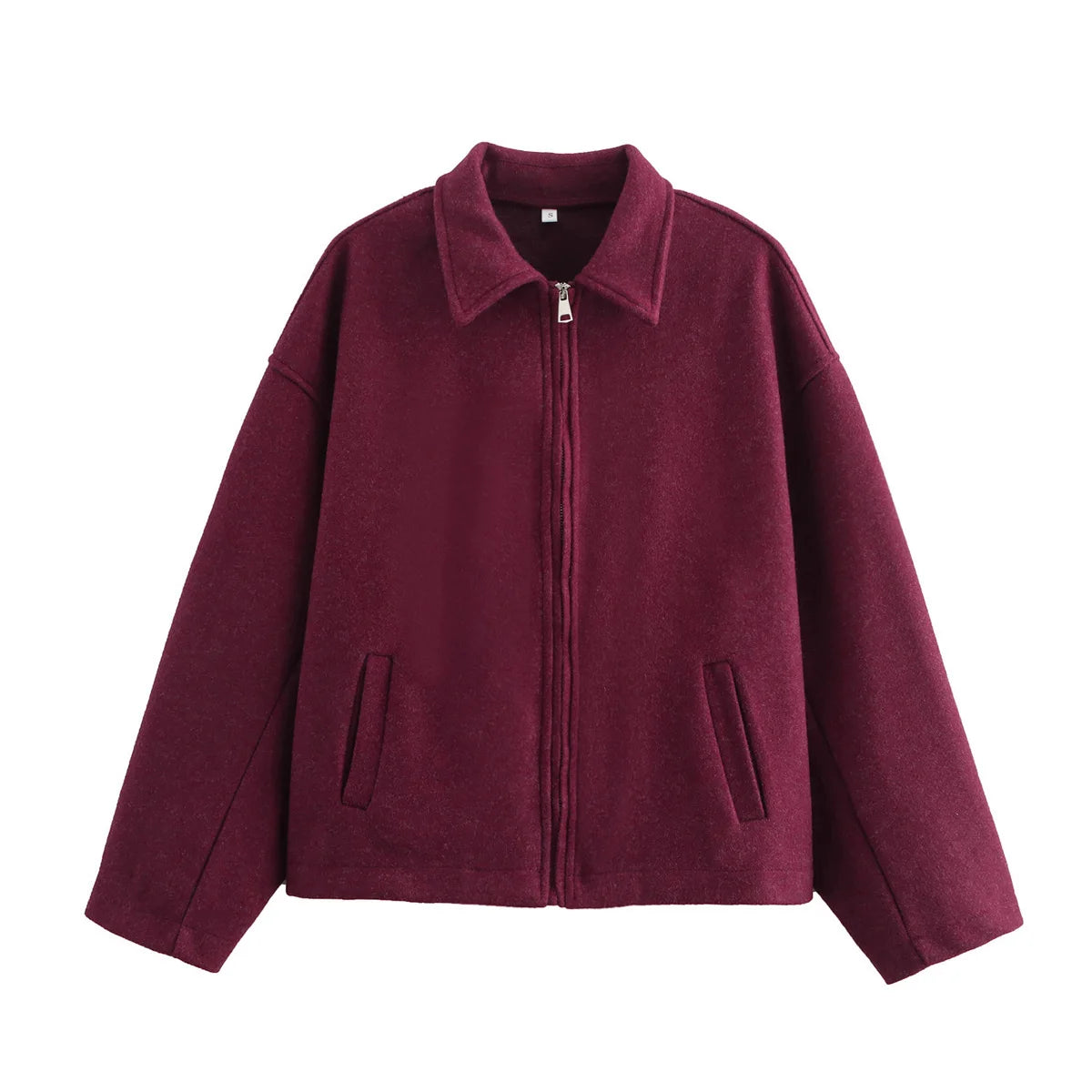 Collective Oversized - Women's Wool Zip Jacket Brown Women