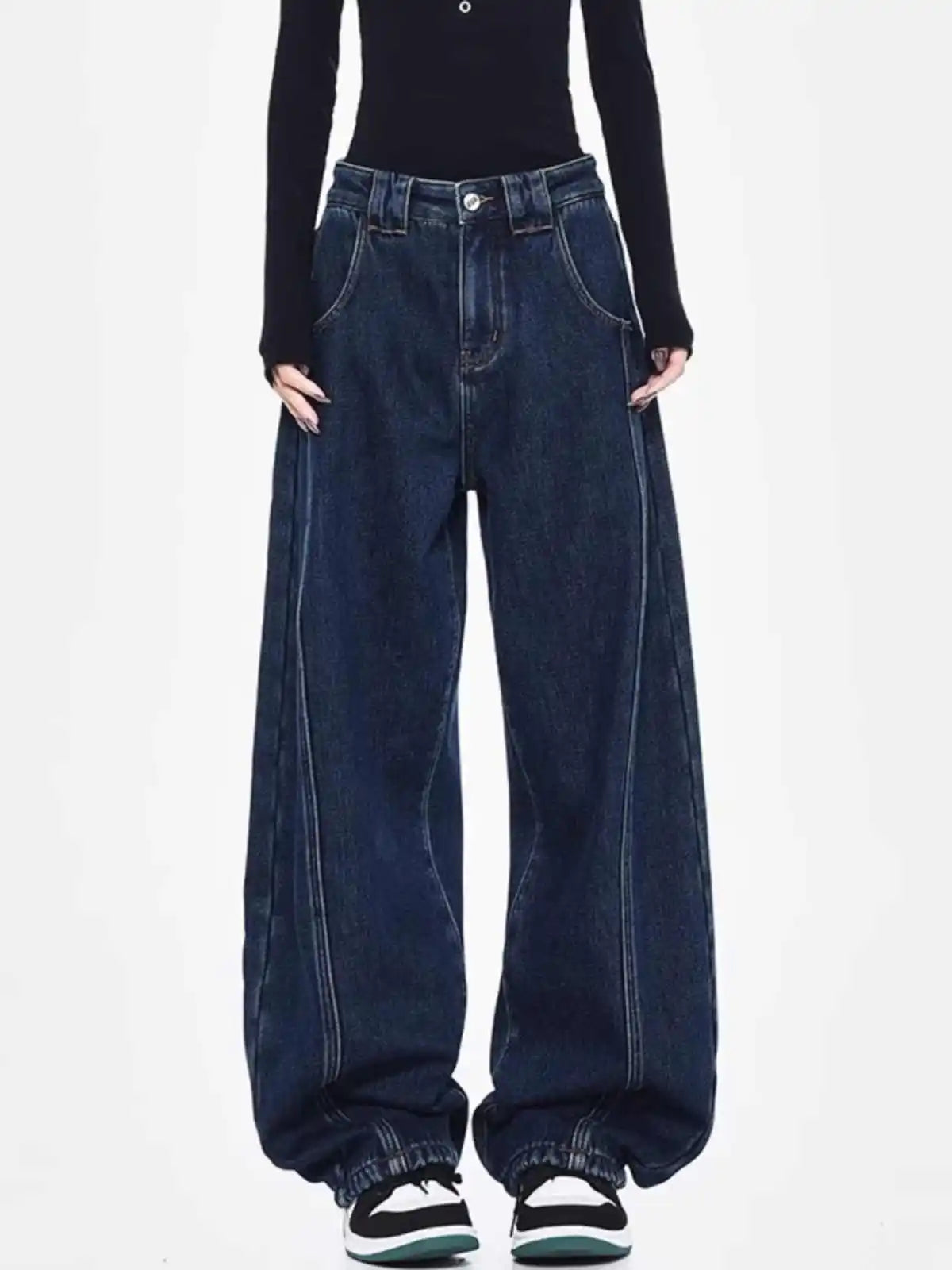 Collective Oversized - Women's Baggy Jeans Denim Indigo