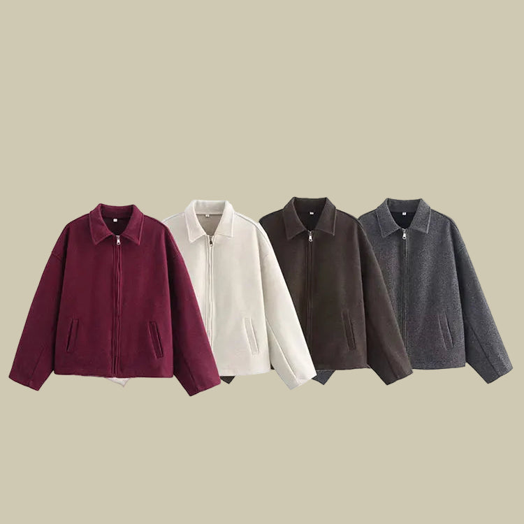 Collective Oversized - Women's Wool Zip Jacket Brown Women