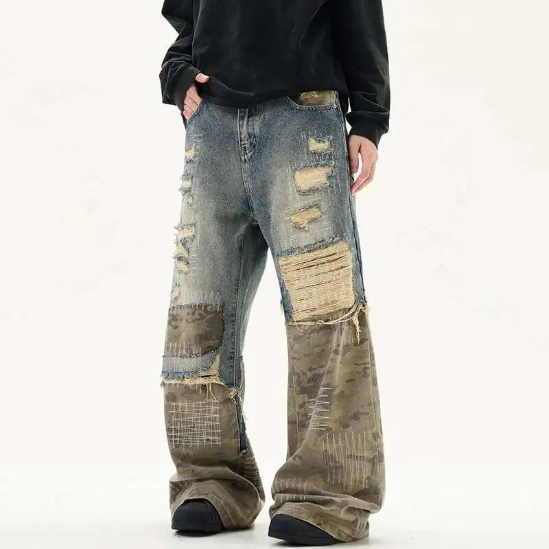 Collective Oversized - Men's Denim Patchwork Camouflage