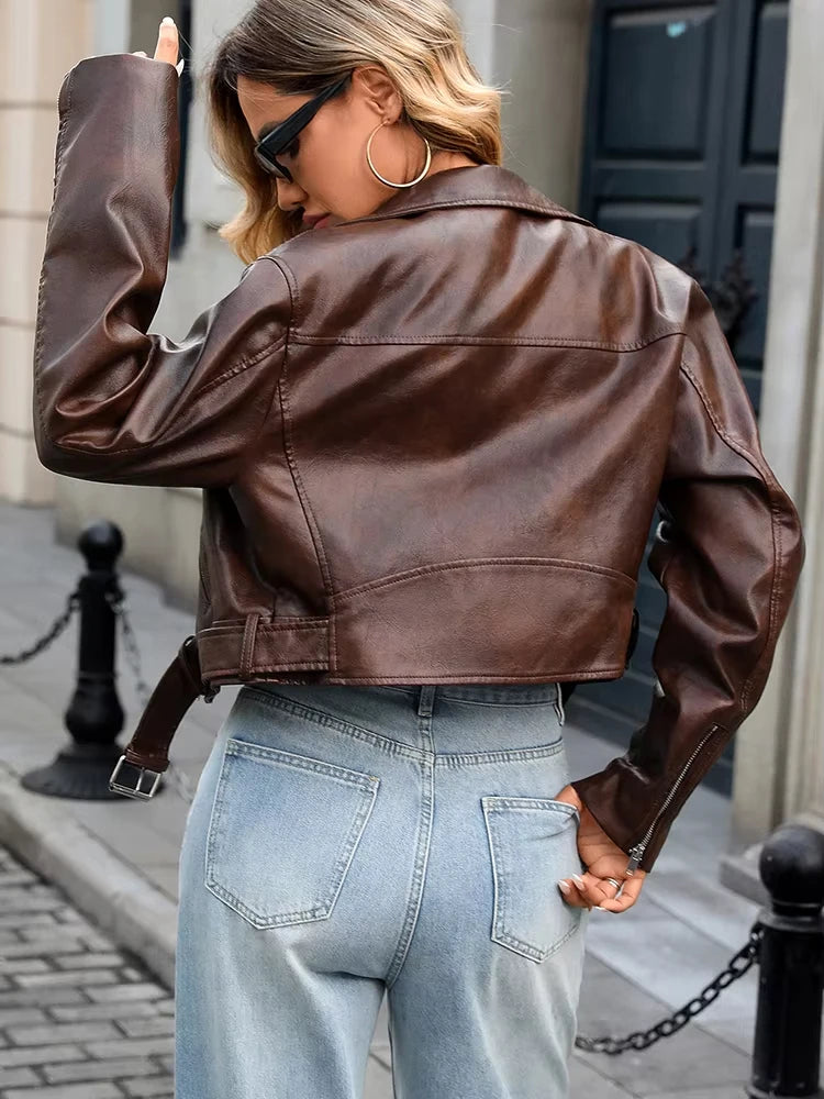 Collective Oversized - Women's FauxLeather Moto Jacket Black