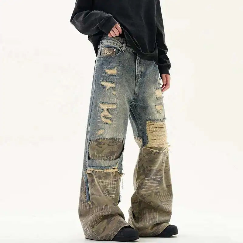 Collective Oversized - Men's Denim Patchwork Camouflage