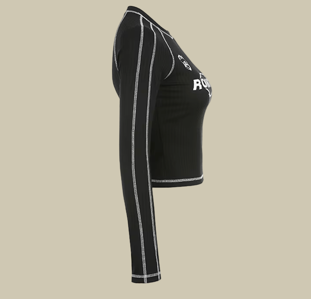 Collective Oversized - Women's Black Cotton Crop Top