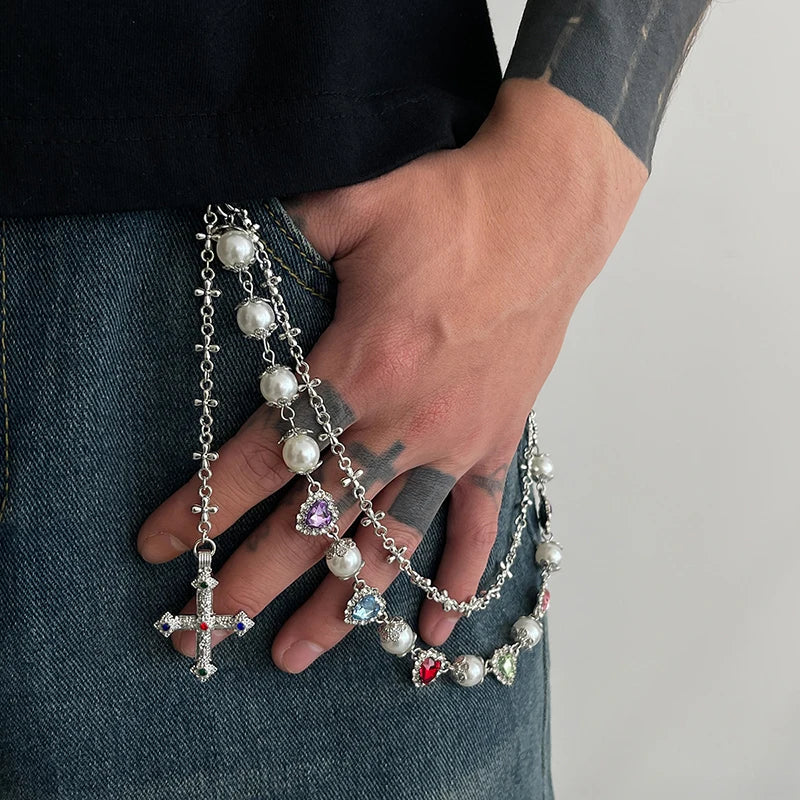 Collective Oversized - Unisex Pants Chain Pearl Bloom