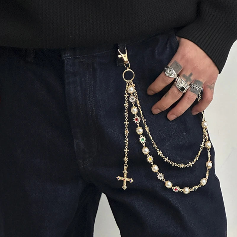 Collective Oversized - Unisex Pants Chain Pearl Bloom