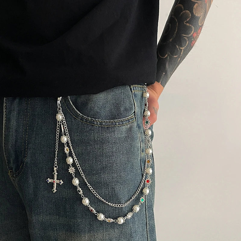 Collective Oversized - Unisex Pants Chain Pearl Bloom