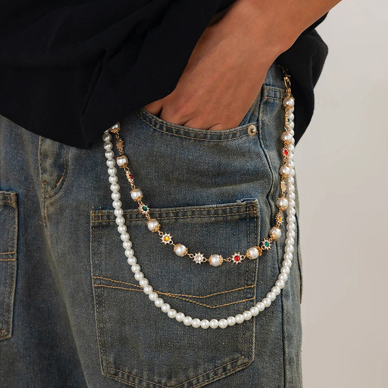 Collective Oversized - Unisex Pants Chain Pearl Bloom