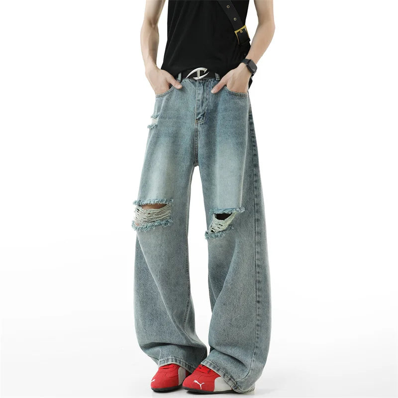 Collective Oversized - Men's Indigo Ripped Denim Jeans