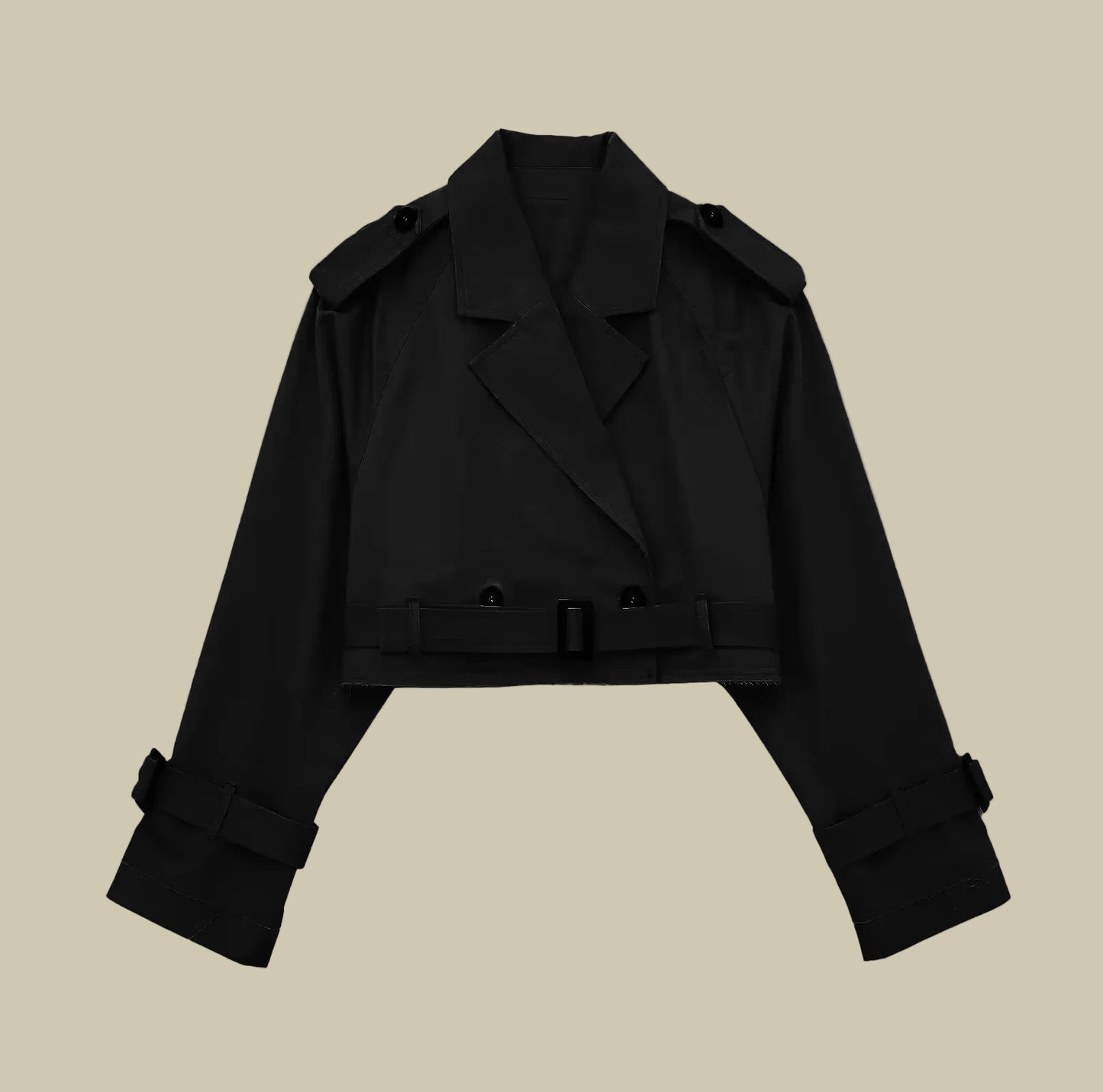 Collective Oversized - Women's Belted Trench Black Cotton