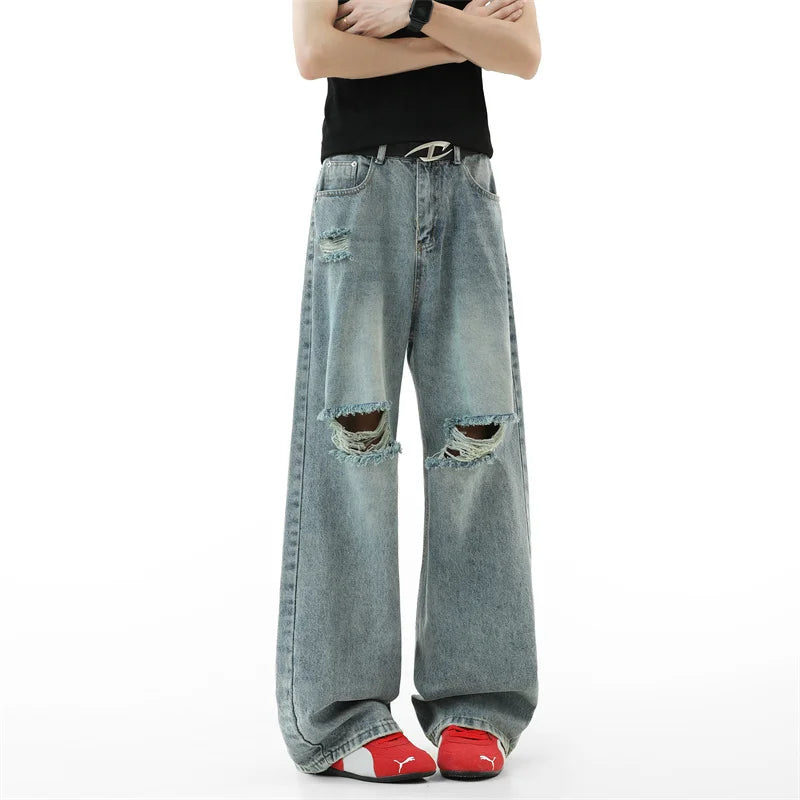 Collective Oversized - Men's Indigo Ripped Denim Jeans