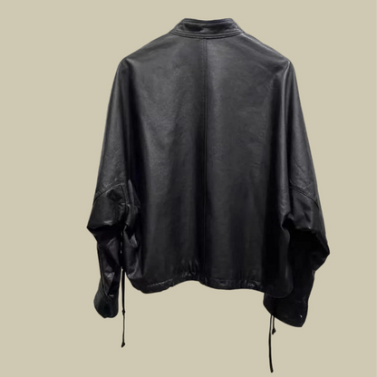Collective Oversized - Women's Leather Bomber Black Timeless