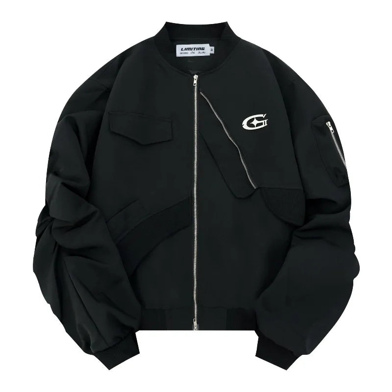 Collective Oversized - Men's Tac Bomber Jacket Black Nylon