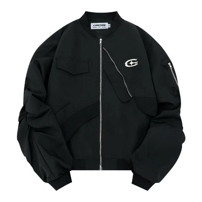 Collective Oversized - Men's Tac Bomber Jacket Black Nylon