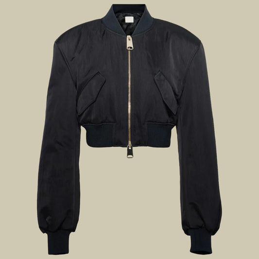 Collective Oversized - Women's Satin Cropped Bomber Black
