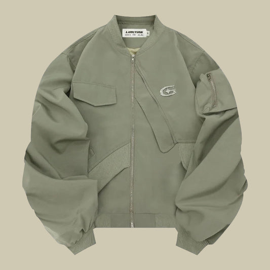 Collective Oversized - Men's Tac Bomber Jacket Black Nylon