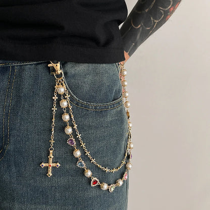 Collective Oversized - Unisex Pants Chain Pearl Bloom