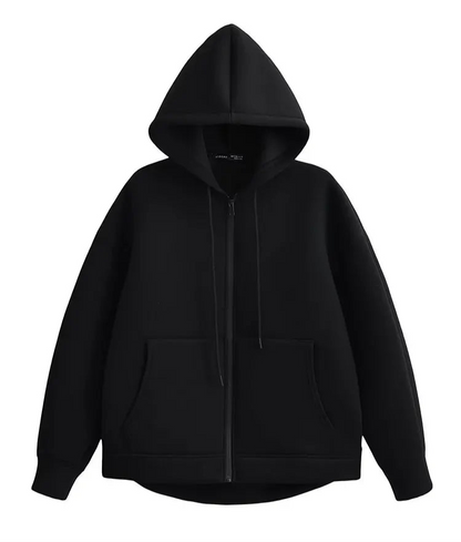 Collective Oversized - Women's Zip Hoodie Cozy Cotton Black