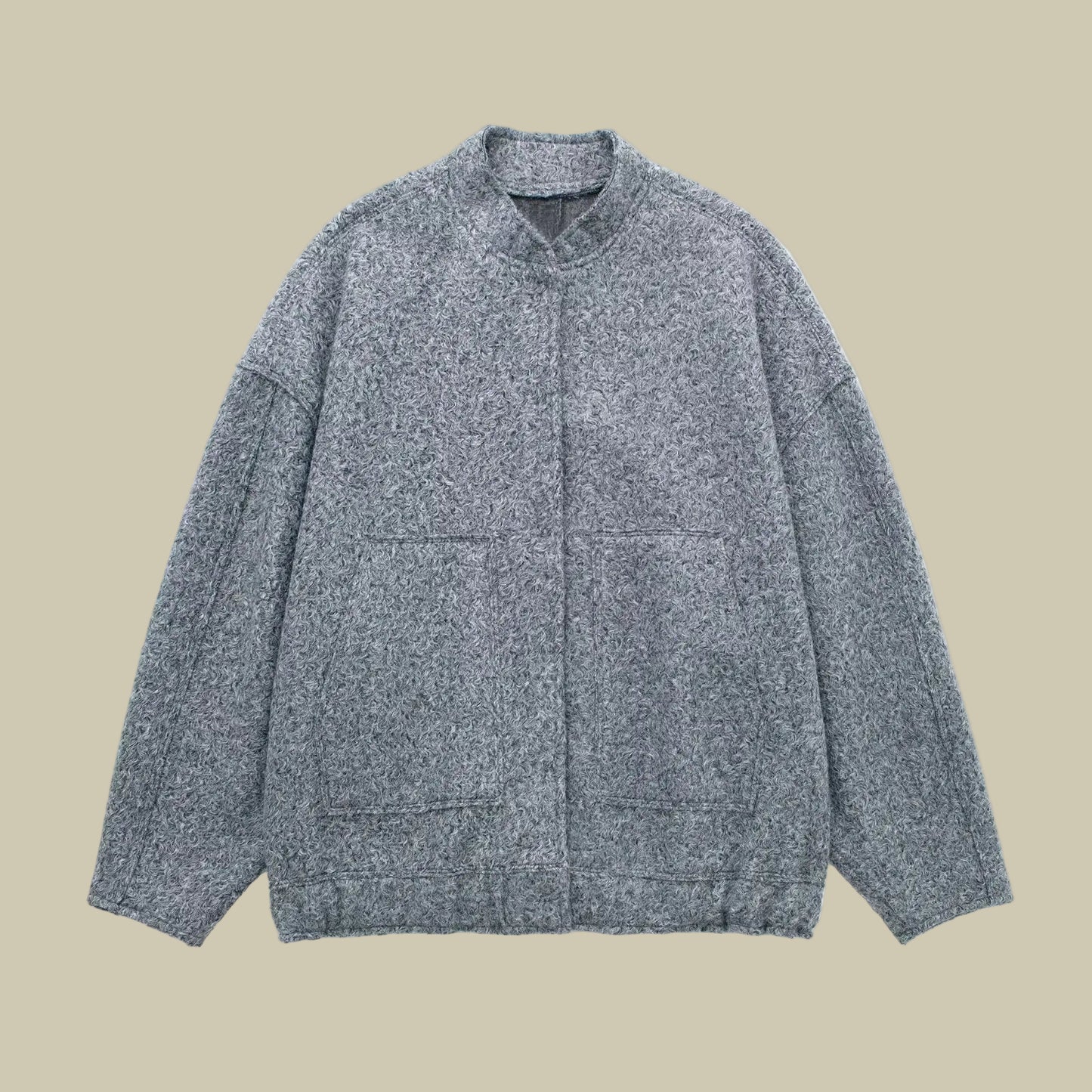 Collective Oversized - Women's Woolen Bomber Charcoal Cozy