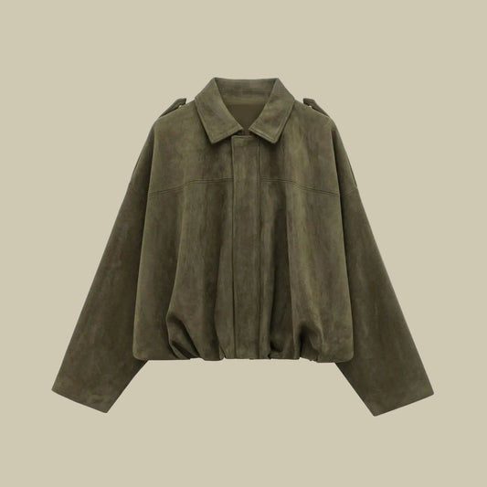 Collective Oversized - Women's Casual Suede Jacket Black